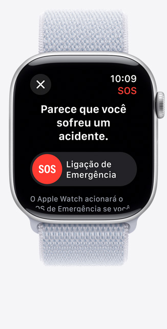 Tela do Apple Watch Series 10 mostrando uma notifica??o de Detec??o de Queda.