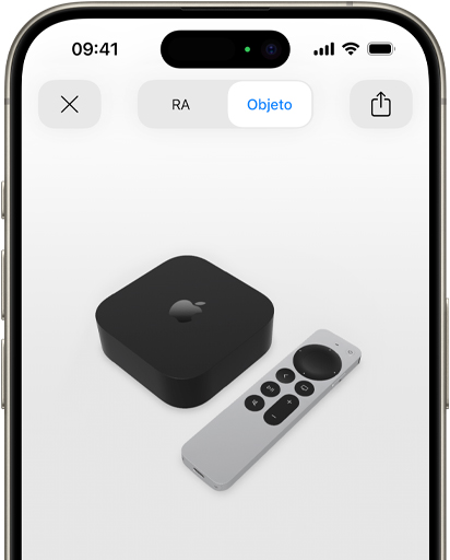 Imagen de un Apple TV 4K en realidad aumentada en un iPhone.