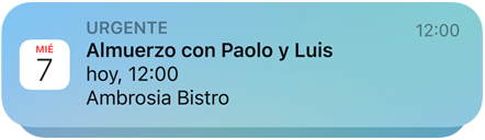 Imagen que muestra notificaciones de la app Calendario