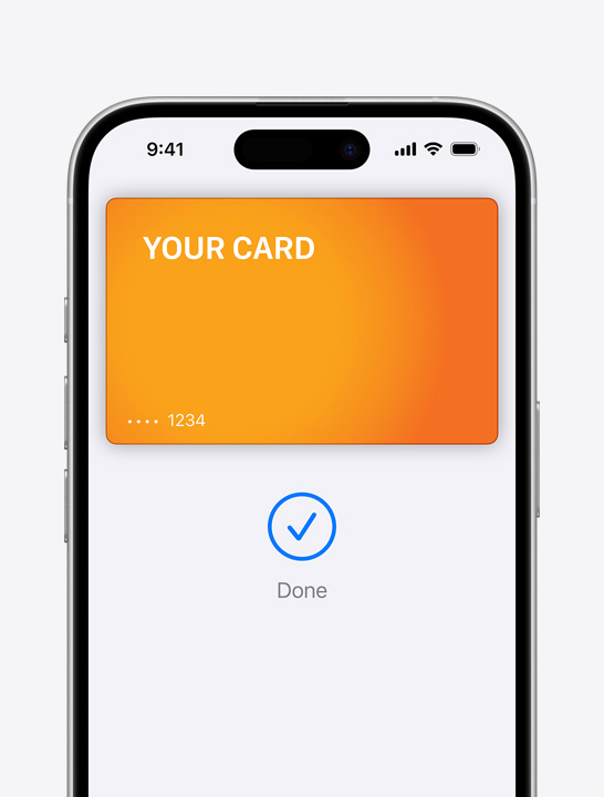 Ekrane rodoma ?Apple Pay“ kredito kortel?.