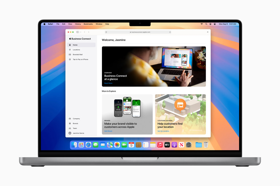 Apple Business Connect-portalen vist p? en MacBook?Pro.