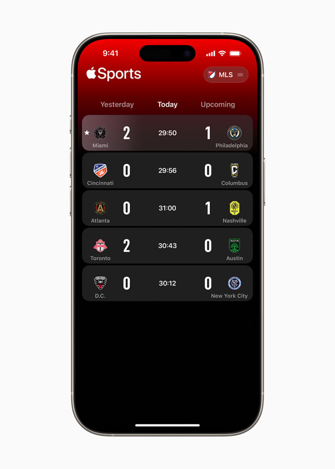 Apple?Sports-appen vises p? iPhone?16?Pro.