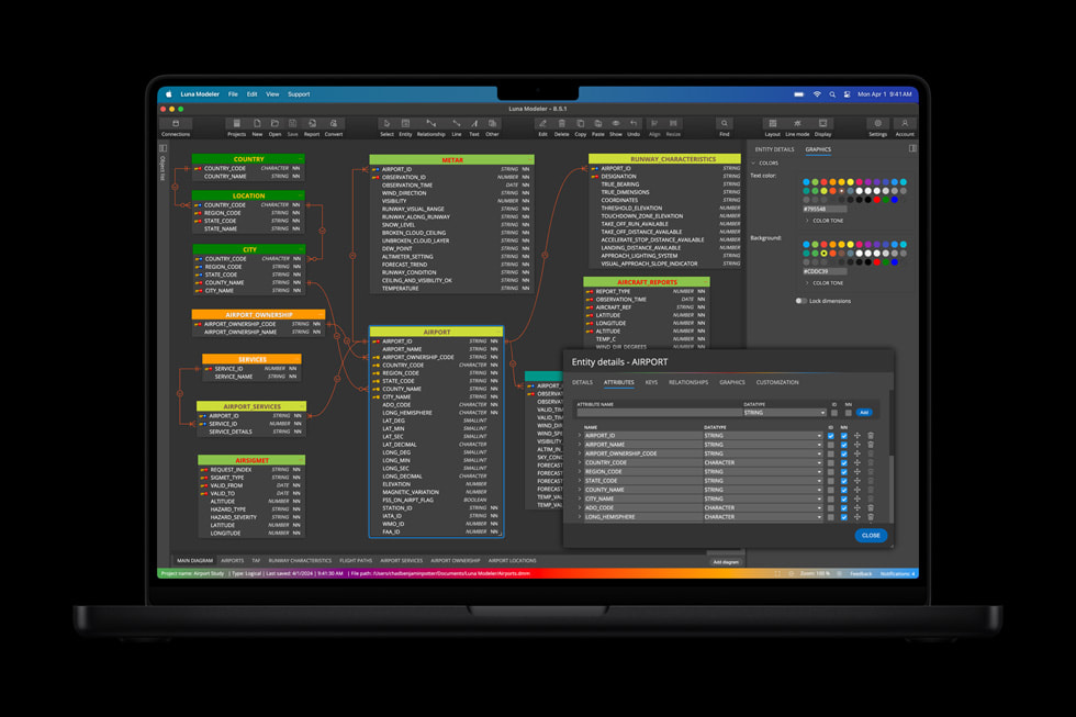 Praca w?aplikacji Luna Modeler na nowym MacBooku Pro.