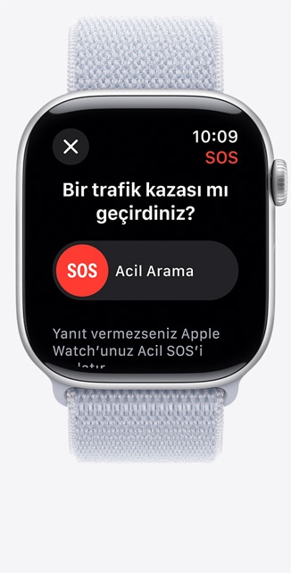 Dü?me Alg?lama bildirimini g?steren bir Apple?Watch Series?10’un ?nden g?rünümü.