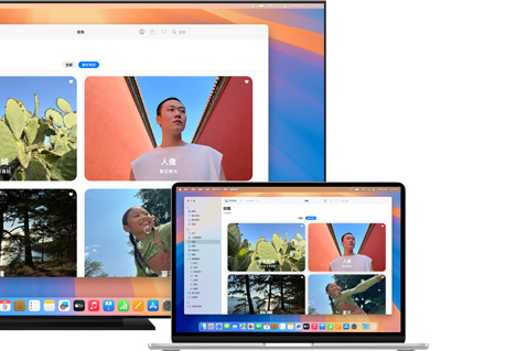 透過 Apple AirPlay 將 Mac 上的照片分享到平面電視。