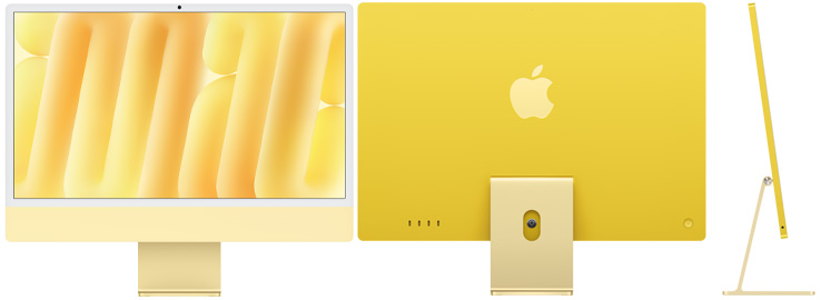 Vue de face, de dos et de c?té de l’iMac jaune