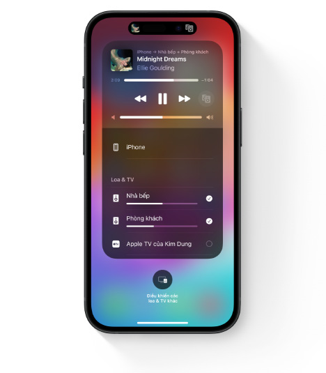 iPhone hi?n th? giao di?n c?a AirPlay cho am thanh ?a phòng